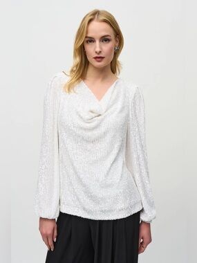 Sequined Cowl Neck Top - Joseph Ribkoff